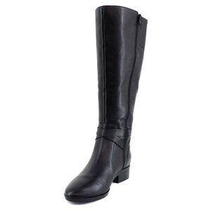 Naturalizer Womens Rena Knee High Riding Boot Black Leather Wide Calf 5.5 M